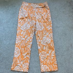ETCETERA size 4 orange floral pants GROOVY✌🏽